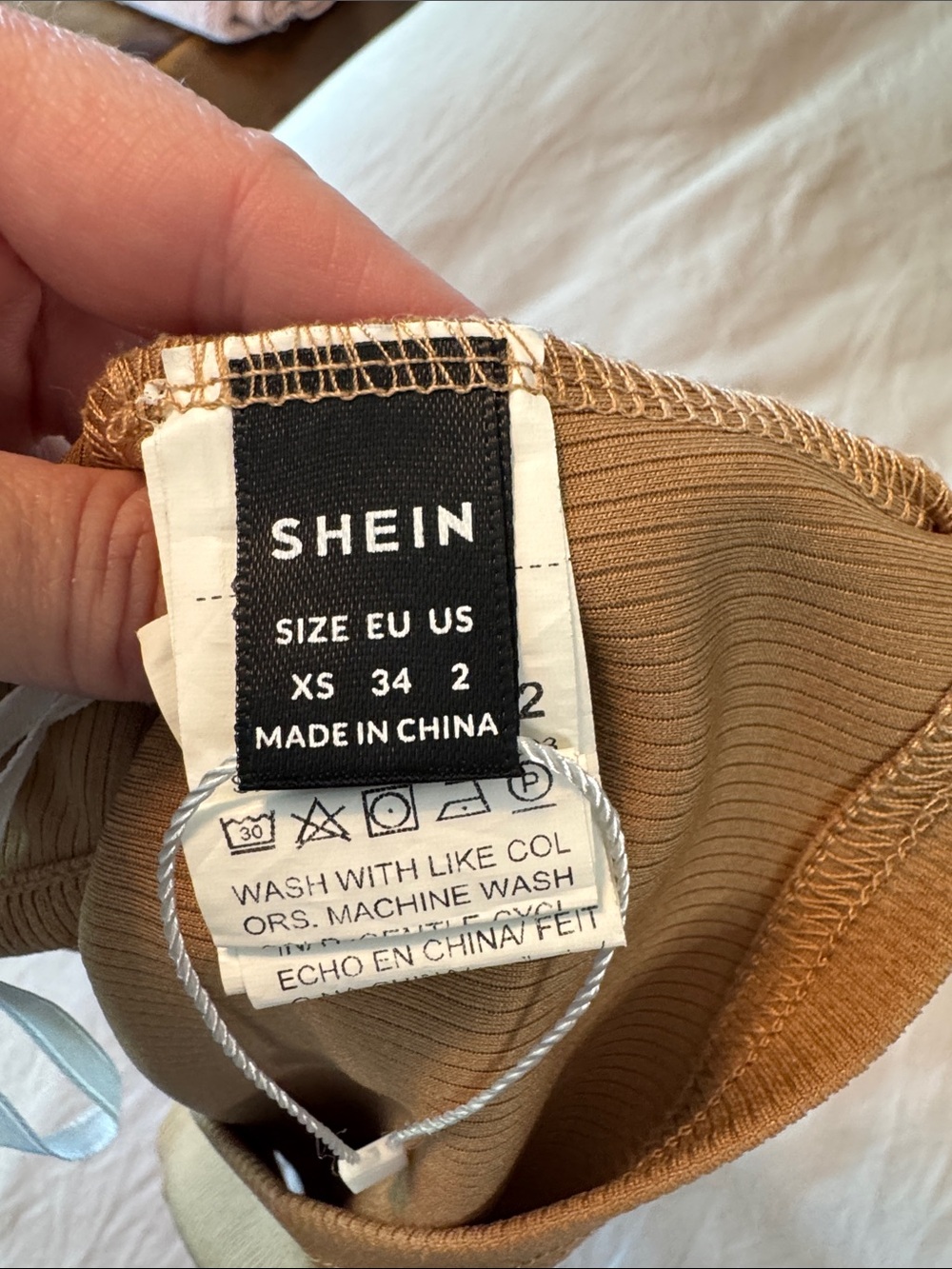SHEIN One-Shoulder Ribbed Crop Top in Camel - Picture 3 of 6